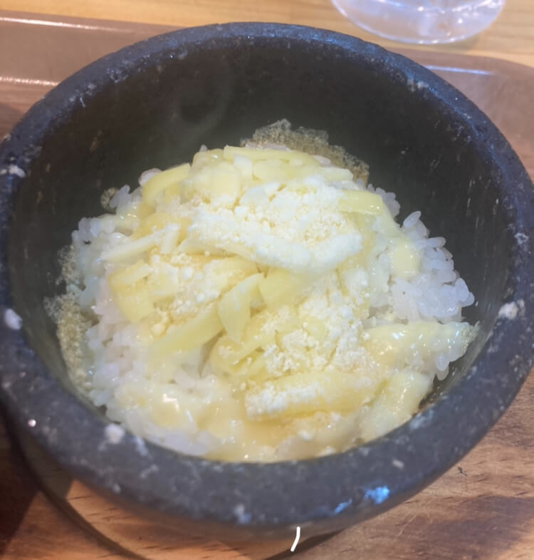 宮崎辛麺　天辛降臨　チーズトッピング石焼ご飯
